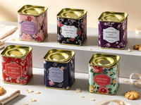 Boîte de rangement carrée en fer blanc imprimée sur mesure avec couvercle pour emballage cadeau de thé, bonbons et biscuits