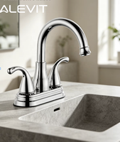 Robinet de lavabo avec homologation UPC, robinet de salle de bain haut de gamme à double poignée de 4 pouces, en acier inoxydable chromé, mitigeur d'eau pour lavabo