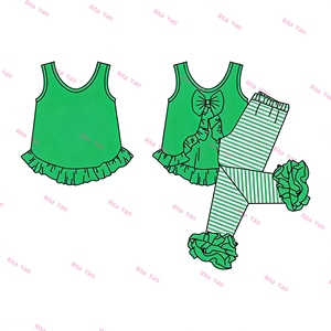 Set di Abbigliamento Primaverile per Bambina, Top Senza Maniche con Fiocco sul Retro e Leggings a Righe, Outfit Estivo in Cotone per Neonata - Product Image 5