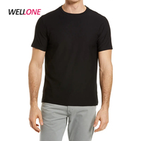 Camiseta de algodón mercerizado para hombre, prenda de vestir, de alta calidad, lisa, blanca, con Logo personalizado, sin marca, elástica, suave, negra, 100%