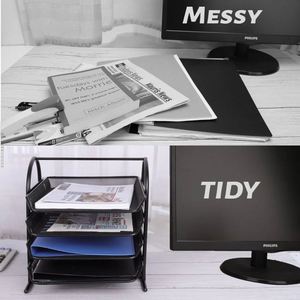 China Direct Buy Office Home <b>File</b> Metal Holder 4 Tier Mesh <b>File</b> Organizer Desk Organizer <b>Document</b> Mesh Organizer - Product Image 5
