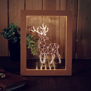 3D LED Table Lampe De Nuit Acrylique Cadre En <span class=keywords><strong>Bois</strong></span> Clair - Product Image 6