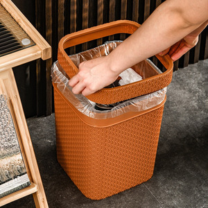 GREENSIDE <span class=keywords><strong>Poubelle</strong></span> en plastique durable style <span class=keywords><strong>rotin</strong></span> avec rebord, corbeille à papier pour salon, chambre et bureau, vente en gros disponible - Product Image 2