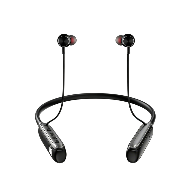 For V5.3 Neckband Wireless Headphones Digital Display Flexible Silicone Neck Hanging IPX-2 Water Resistant 20+ Hours Life