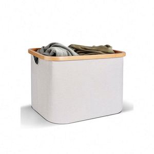 Cesto de Ropa Plegable de Bambú de Alta Calidad con Tapa y Asas para Organizar el Armario - Product Image 2