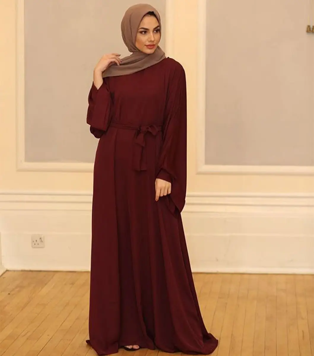 2023 New Style Dubai Damen Langarm Ethnischer Stil Reiß verschluss Muslimische Kleider Abaya mit Hijabs