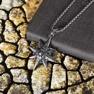 Collar con Colgante Hexagrama de Acero Inoxidable para Hombre, Estilo Hip Hop, Vintage, Gótico, Amuleto de la Suerte, Cadena de Caja, Accesorio de Moda, Venta al por Mayor - Product Image 2