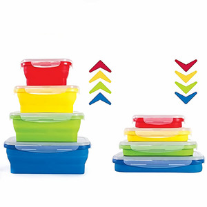 Silicone Food Storage Containers with Lids Collapsible <b>Meal</b> <b>Prep</b> Lunch Containers Bento Boxes - Product Image 5
