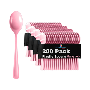 200 Piezas de Cubiertos Desechables de Plástico Rosa Resistentes, Cubiertos Elegantes con Diseño de Cubiertos de Plata - Product Image 1