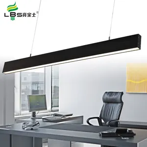 Lampu Gantung Kantor Komersial Tipe Batten, Lampu Liontin Linear LED 4 Kaki 28W untuk Kantor Panjang