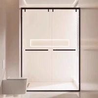 Pintu Kamar Mandi Kaca Temper Berbingkai Engsel Komersial, Partisi Kamar Mandi Ayun, Partisi Basah Kering untuk Proyek Hotel