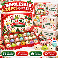 Calendrier de l'Avent de Noël : Boîte Mystère 24 Pièces – Jouets Squishy Mignons en Forme de Bao Bun pour la Décompression – Cadeau