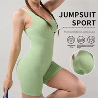 Nouveau design, body une pièce sans couture en nylon et spandex avec fil argenté, dos nu, sans manches, coupe short, pour un style de vie actif