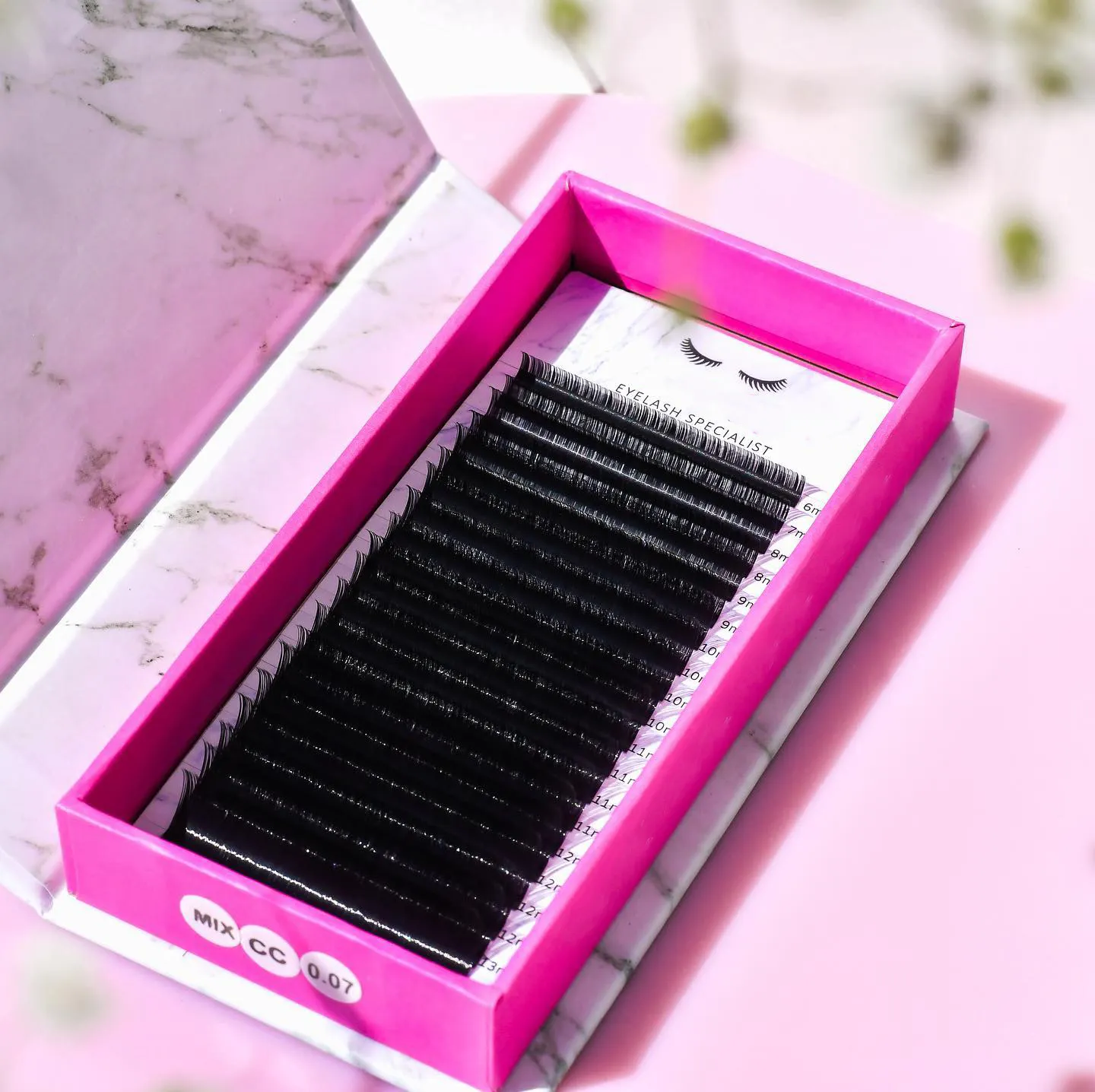 Korean PBT 8mm 25mm custom private label mink individual lashes supplies lash trays volume classic cashmere eyelash extension