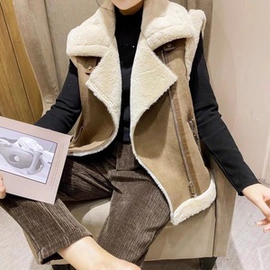 2025 Otoño Invierno sin mangas Sherpa polar Chaleco con cremallera chaleco mujer chaleco chaqueta Vestes Pour Femmes - Product Image 6