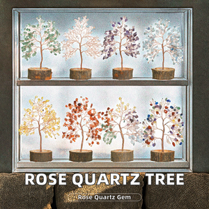 Chakralume - Adorno de Árbol de Cuarzo Rosa Natural, Estilo Feng Shui, Grabado, Forma Libre, Tendencia de Moda, Artesanía de Cristal para el Hogar y la Oficina - Product Image 2