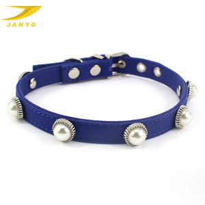 Luxo Elegante Dog Collar Pérola Pet Collar Nylon Dog Collar Com Pérolas - Product Image 1