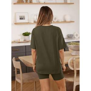 2025 2025 <b>Women's</b> Summer 2-Piece for Lounge Set Oversized Tshirts and <b>Biker</b> <b>Shorts</b> XS Size Fashionable and Matching Clothing - Product Image 4