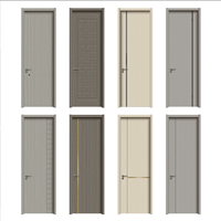 Porte de chambre sans peinture, à panneau unique, affleurante, moderne et minimaliste, en bois composite massif, avec cadre en bois massif, insonorisée