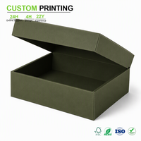 Boîte en carton ondulé vert olive personnalisée avec couvercle et rabat supérieur pour vêtements et coffrets cadeaux, vente en gros par le fabricant