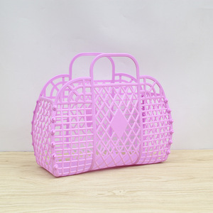 HOTROCK Beach Basket Retro Geléia Saco Plástico PVC Personalizado Dobrável Vintage para Festa <span class=keywords><strong>10</strong></span> Moda Bolsa Menina Nova Moda - Product Image 3