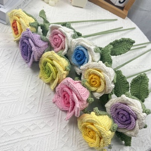 Rosa Tejida a Mano, Flor Artificial Eterna, Rosa de Crochet para Regalo de Festival - Product Image 2
