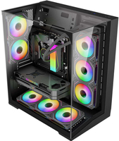 Boîtier de PC de jeu ATX Mid Tower en verre trempé double, compatible avec le refroidissement par eau de 360 mm, GPU de 430 mm de long