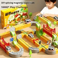 Cube magnétique transformable, train électrique, train à grande vitesse, voie magnétique, voiture, blocs de construction en plastique à assembler soi-même, jouets pour enfants