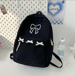 Sac à dos en velours côtelé pour fille, style INS, mignon et doux, avec broderie, sac à dos personnalisé, grande capacité, décontracté, voyage, étudiant - Product Image 2