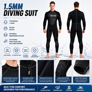 Combinaison de plongée en néoprène YONSUB 1,5 mm pour hommes et femmes, combinaison intégrale extensible pour la plongée avec tuba, la natation, le <span class=keywords><strong>surf</strong></span>, le kayak et les activités nautiques - Product Image 6