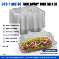 Boîte à emporter personnalisée en plastique transparent avec couvercle à charnière pour sushis, sandwichs et salades