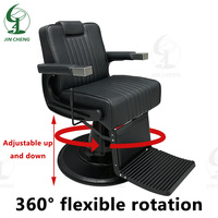 Fauteuil de Barbier Professionnel Rétro Jincheng Robuste Tout Noir, Chaise de Coiffure de Luxe pour Salon de Coiffure, Prix de Gros