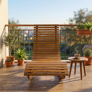 Meilleures ventes - Chaise longue à bascule en bois d'acacia massif, mobilier de jardin moderne et luxueux, matériau écologique, pour villa, parc, jardin - Product Image 2