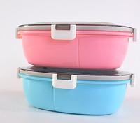 Nouvelle conception, boîte à lunch en plastique à 2 compartiments, trou d'aération, sans BPA, micro-ondable, style américain, récipient de conservation des aliments