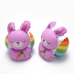 Qicaibei - Flotador de natación inflable para niños, diseño de conejito rosa, con doble bolsa de aire engrosada, para juegos acuáticos - Product Image 1