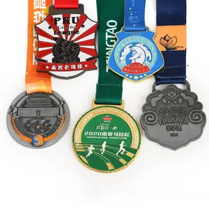 Médaille de gymnastique 3D Sport Running Médaille en métal doré Souvenir Football Médaillons