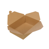 Boîtes alimentaires rigides en papier kraft brun écologiques jetables avec laminage brillant, emballage personnalisé imprimé pour restaurants