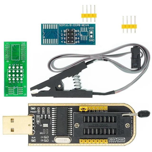 1PCS CH341 24/25 Series EEPROM Flash BIOS USB Programmer Module + SOIC8/SOP8 Test Clip for 93CXX/25CXX/24CXX-ROHS3 Compliant