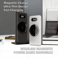 Batterie externe magnétique sans fil avec écran LED, design ultra fin, haute capacité, batterie Li-polymère, entrée Type-C, charge rapide