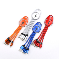 Chargeur USB Multi-Fonction en Nylon Durable avec Logo LED Couleurs Vives 3/5-en-1 – Cadeau Promotionnel Idéal pour iPhone 15, 16, 17