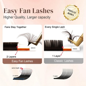 Scatole personalizzate marrone scuro Easy Fan singole ciglia in fiore Premium Mega Volume Extension ciglia vassoi di estensione ciglia - Product Image 3