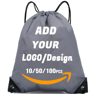 Wholesale Custom Polyester <b>Drawstring</b> <b>Backpack</b> Foldable Nylon Gym Bag with Letter Pattern Reusable Log Design Shopping Bags - Product Image 2