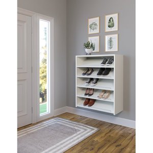 2024 Glory Blockbuster Artículo Diseño inclinado de 5 pisos Estilo abierto Trae barras de <span class=keywords><strong>seguridad</strong></span> Ahorre espacio Muebles Zapatero montado en la pared - Product Image 4