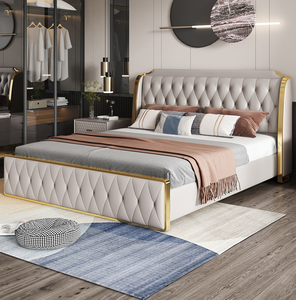 Muebles de dormitorio para Hotel, <span class=keywords><strong>cama</strong></span> de almacenamiento de lujo de cuero genuino de <span class=keywords><strong>vaca</strong></span>, <span class=keywords><strong>cama</strong></span> king size moderna - Product Image 5