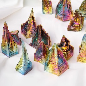 Minéral brut de bismuth naturel, cristaux, é<span class=keywords><strong>l</strong></span>ément chimique, décoration irisée style château, spécimen métallique, pierre exotique - Product Image 5