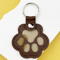 Porte-clés en cuir en forme de patte d'ours multicolore, pendentif pour sac, petit rangement pour les poils d'animaux (chats, chiens), mini sac en cuir, porte-clés