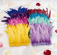 Usine en gros 25-30cm noir teint coq Coque queue plume garniture frange coloré Stock pour Costumes de carnaval naturel brut