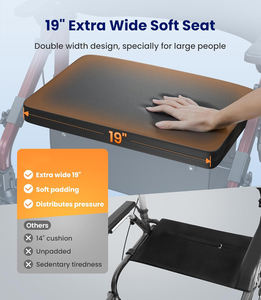 Andador portátil Premium con respaldo de asiento y cesta Marco de aluminio ligero de altura ajustable para soporte de ancianos - Product Image 4