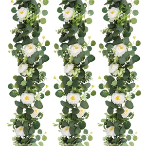 Plantas Artificiales de Ratán de Seda Verde, Simulación de Ratán, Ecológicas, 2.5m, Decoración para Mesa de Exterior, Guirnalda Colgante de Pared, Rosa Navideña - Product Image 1