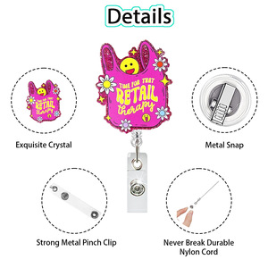 Accesorio de Acrílico con Purpurina de Estilo Moderno con Tema Médico Rosa para Portacredenciales, Accesorios para Enfermeras - Product Image 3